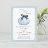Blue Little Pumpkin Polka Dots Baby shower Kaart (Staand voorkant)