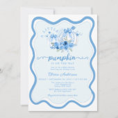 Blue Little Pumpkin Wave Lijst Bow-Baby shower Kaart (Voorkant)