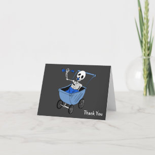 Blue Little Skeleton Baby shower Merci Notes