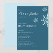 Blue Little Snowflake on the Way Boy Baby shower Kaart (Voorkant / Achterkant)