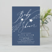 Blue Little Star Folie Invitation Folie Uitnodiging (Staand Voorkant)