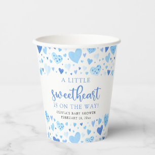 Blue Little Sweetheart Valentijnsdag Baby shower Papieren Bekers