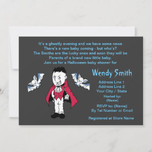 Blue Little Vampire Baby shower Invitation Cards Kaart
