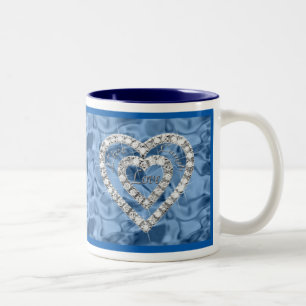 Blue Live Lauder Love Diamond Heart Mug
