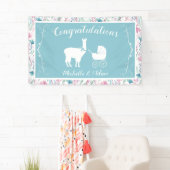 Blue Llama Boy Baby shower Spandoek (Insitu)
