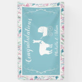 Blue Llama Boy Baby shower Spandoek (Verticaal)