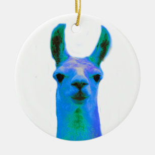 Blue Llama Graphic Keramisch Ornament