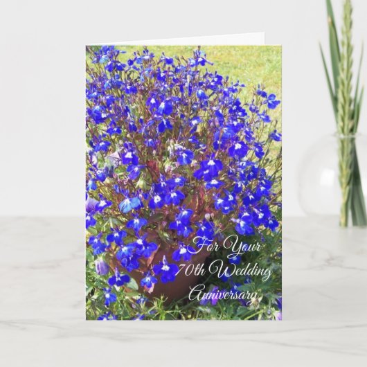 Blue Lobelia Specialized 70th Wedding Jubileum Kaart (Voorkant)