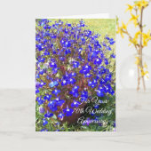 Blue Lobelia Specialized 70th Wedding Jubileum Kaart (Gele Bloem)