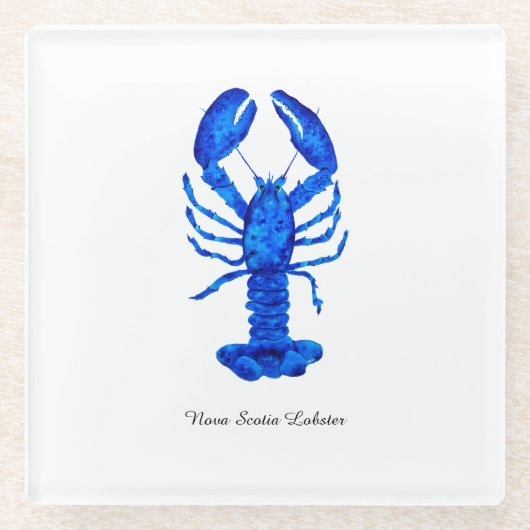 Blue Lobster Glazen Onderzetter (Voorkant)