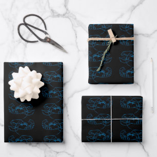 Blue Lobster Zee Animal Eenvoudige Outline Tekenin Inpakpapier Vel