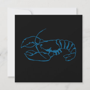 Blue Lobster Zee Animal Eenvoudige Outline Tekenin Kaart