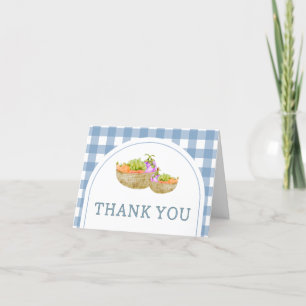 Blue Local Grown Farmers Market Baby shower Bedankkaart
