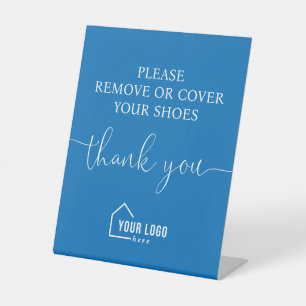 Blue Logo Real Estate Verwijder Schoenen Pedestal Reclamebord Met Voetstuk