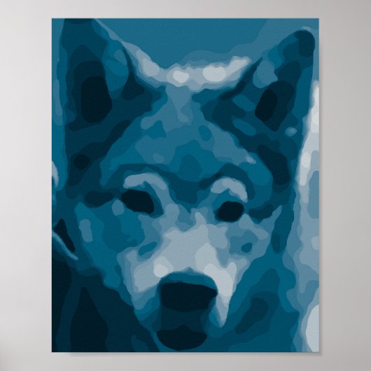 Blue Lone Wolf Poster (Voorkant)