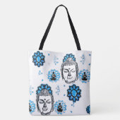 Blue lotus Buddha canvas tas (Achterkant)