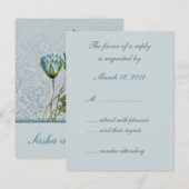 Blue Lotus Floral Wedding Invitation RSVP (Voorkant / Achterkant)