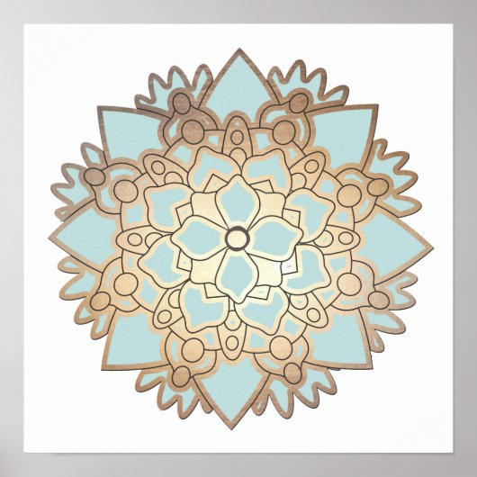Blue Lotus Flower Mandala Poster (Voorkant)