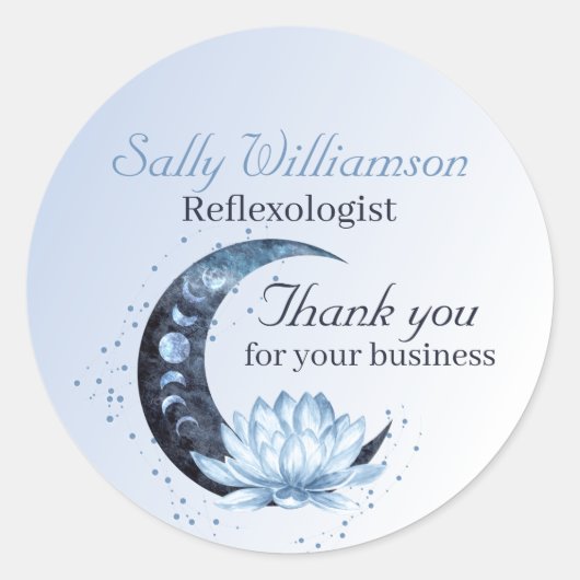Blue Lotus Flower Moon Business Appreciation Ronde Sticker (Voorkant)