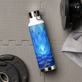 Blue Lotus Flower Spiritueel Zen Art Waterfles