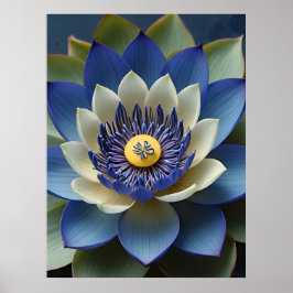 Blue Lotus Flower Spirituele kunst Poster