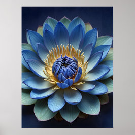 Blue Lotus Flower Spirituele kunst Poster
