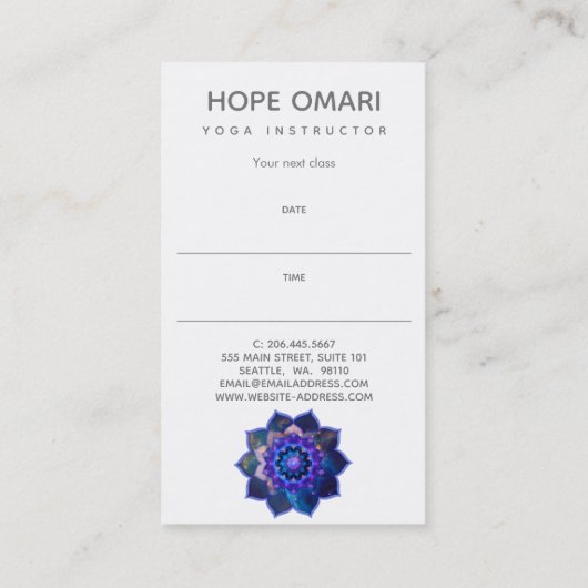 Blue Lotus Mandala Afsprakenkaartje (Achterkant)