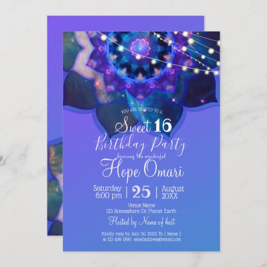 Blue Lotus Mandala Kaart (Voorkant / Achterkant)