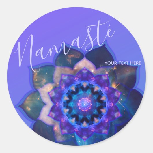 Blue Lotus Mandala Ronde Sticker (Voorkant)