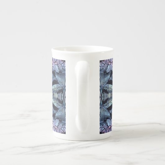 Blue Lotus Mirror Mandala Art - Bone China Mok (Achterkant)