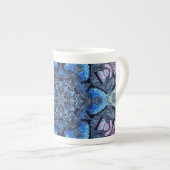 Blue Lotus Mirror Mandala Art - Bone China Mok (Voorkant rechts)