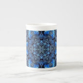 Blue Lotus Mirror Mandala Art - Bone China Mok (Voorkant)