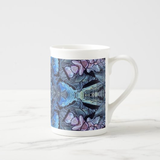 Blue Lotus Mirror Mandala Art - Bone China Mok (Rechts)