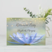 Blue Lotus String Lights Retirement Party Kaart (Staand voorkant)