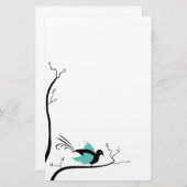 Blue Love Bird briefpapier (Voorkant / Achterkant)