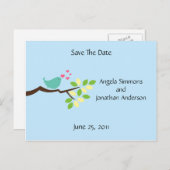 Blue Love Bird - Red de datum Aankondigingskaart (Voorkant / Achterkant)