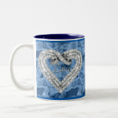 Blue Love Diamond Heart Mok (Links)