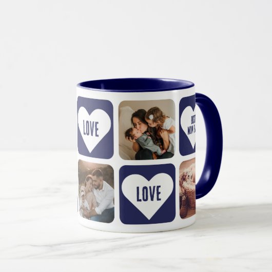 Blue Love Heart Foto Best Mam Ever Mok (Voorkant rechts)