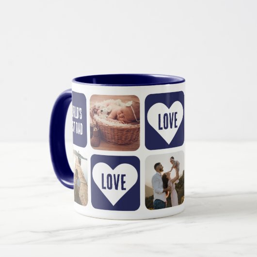 Blue Love Heart Foto World's Best Pap Mok (Voorkant links)