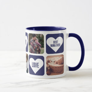 Blue Love Heart Photo Best Nana Ever Mug