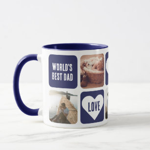 Blue Love Heart Photo Meilleur papa Mug au monde