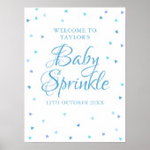 Blue Love Hearts Baby Sprinkle Welcome Sign Poster (Voorkant)