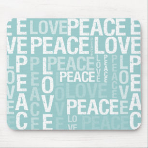 Blue Love Peace Typografie Muismat