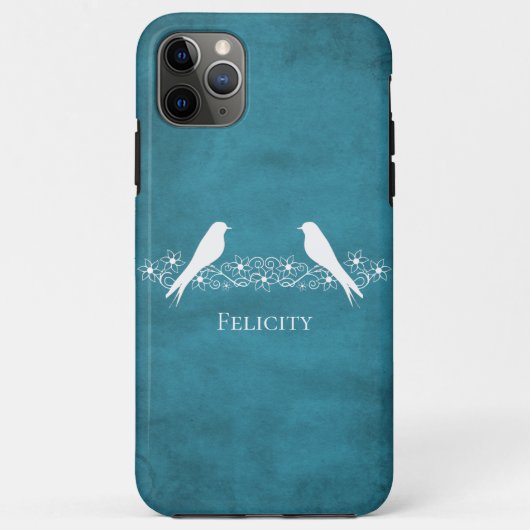 Blue Lovebird Floral Vine iPhone Case (Achterkant)