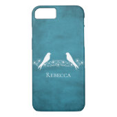 Blue Lovebird Floral Vine iPhone Case (Achterkant)