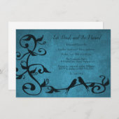 Blue Lovebird Rehearsal Dinner Invite Kaart (Voorkant / Achterkant)