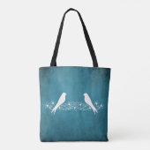 Blue Lovebirds Floral Vines Sac fourre-tout (Dos)