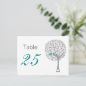 Blue Lovebirds Whimsical Mariages numéros de table (Debout devant)