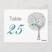 Blue Lovebirds Whimsical Mariages numéros de table (Dos)