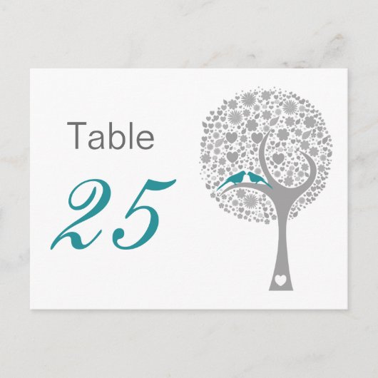Blue Lovebirds Whimsical Mariages numéros de table (Devant)